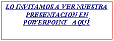 Cuadro de texto: LO INVITAMOS A VER NUESTRA PRESENTACION EN POWERPOINT   AQU